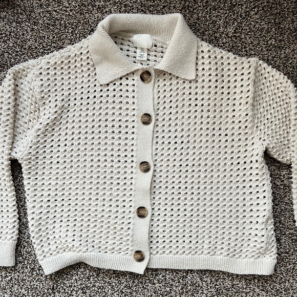 H&M knit crochet collared sweater size medium - Picture 1 of 2